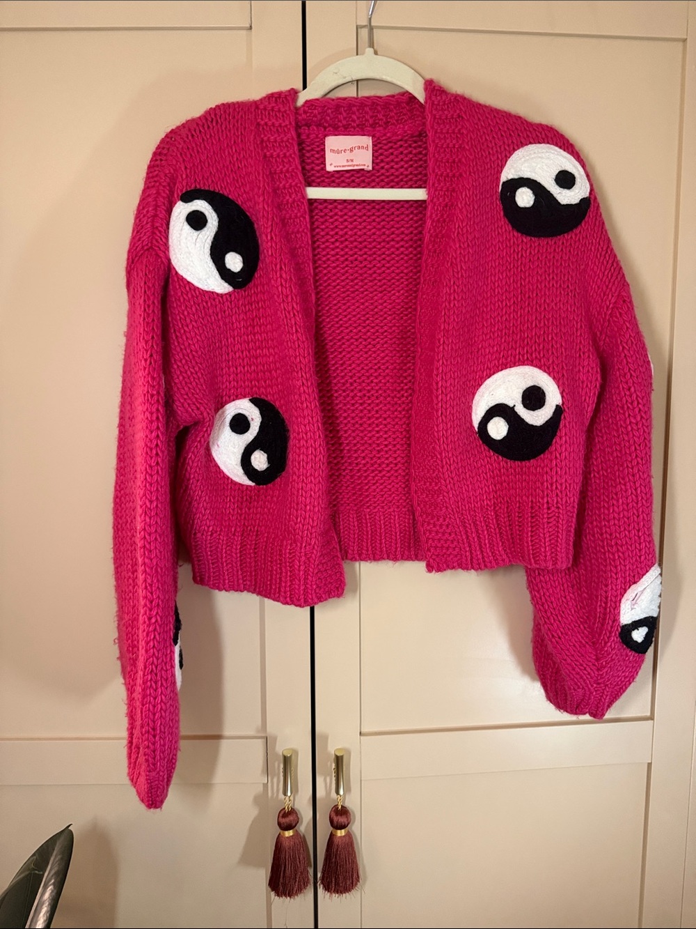 Mure + Grand Hot Pink Yin Yang Knit Cardigan